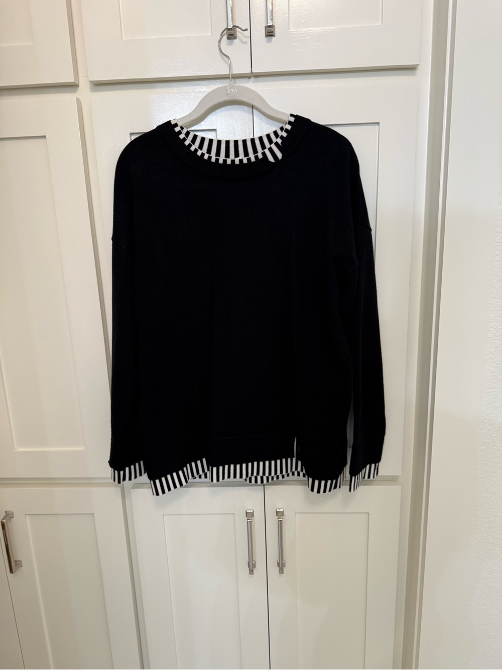 Women's Black Striped-Trim Sweater